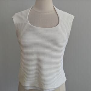 Women's Frank Lyman Cream Ribbed Tank Blouse 12 Layering Piece Business